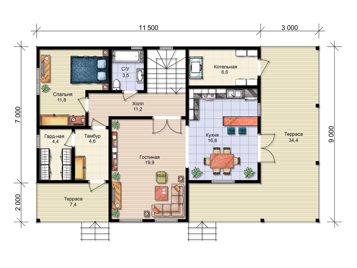 Дом 5 комнат планировка 2 этажа Проект каркасного двухэтажного дома 185м2 GREY HOUSE Дзен