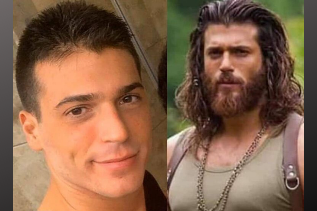 На фото турецкий актёр Джан Яман; слева: фото январь 2020 - Джан перед уходом на службу в армию; справа: Джан в главной роли в сериале "Ранняя  пташка"