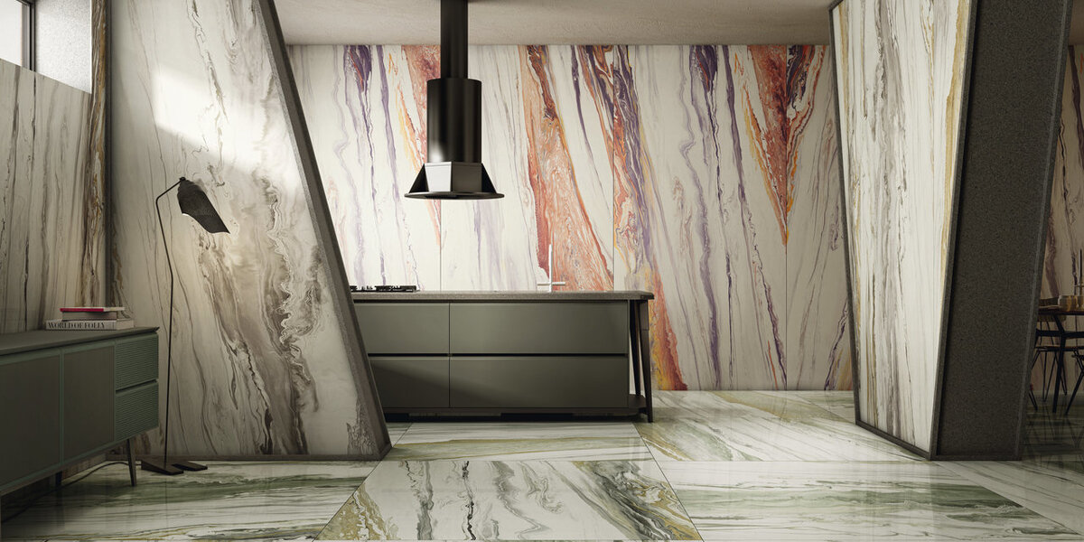 Керамические плиты Liquid Cosmo с "космическими" узорами, Diesel Living with Iris, www.ariostoceramica.ru