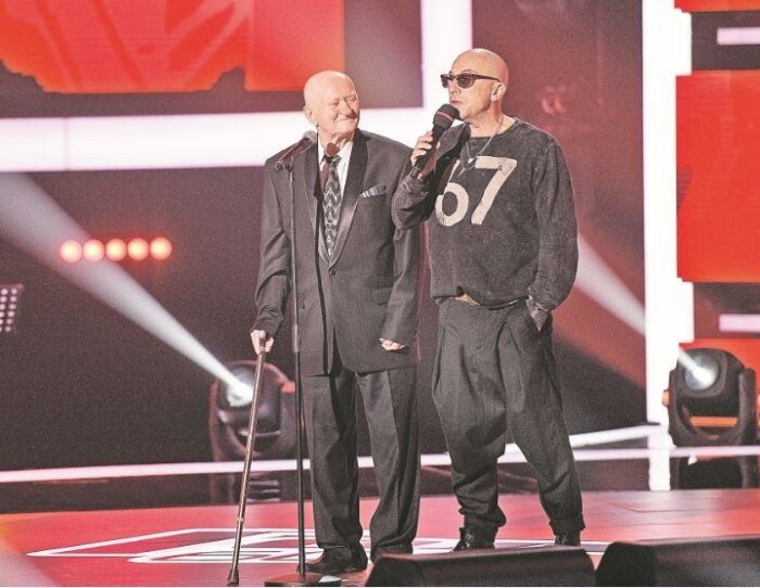 Михаил Серебряков (96 лет) и Дмитрий Нагиев. Фото: Первый канал