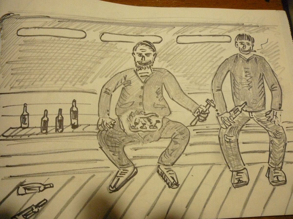 В кузове грузовика. Рисунок автора