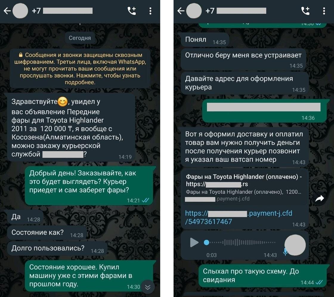    Читатель NUR.KZ переписывается с мошенником:предоставлен читателем NUR.KZ