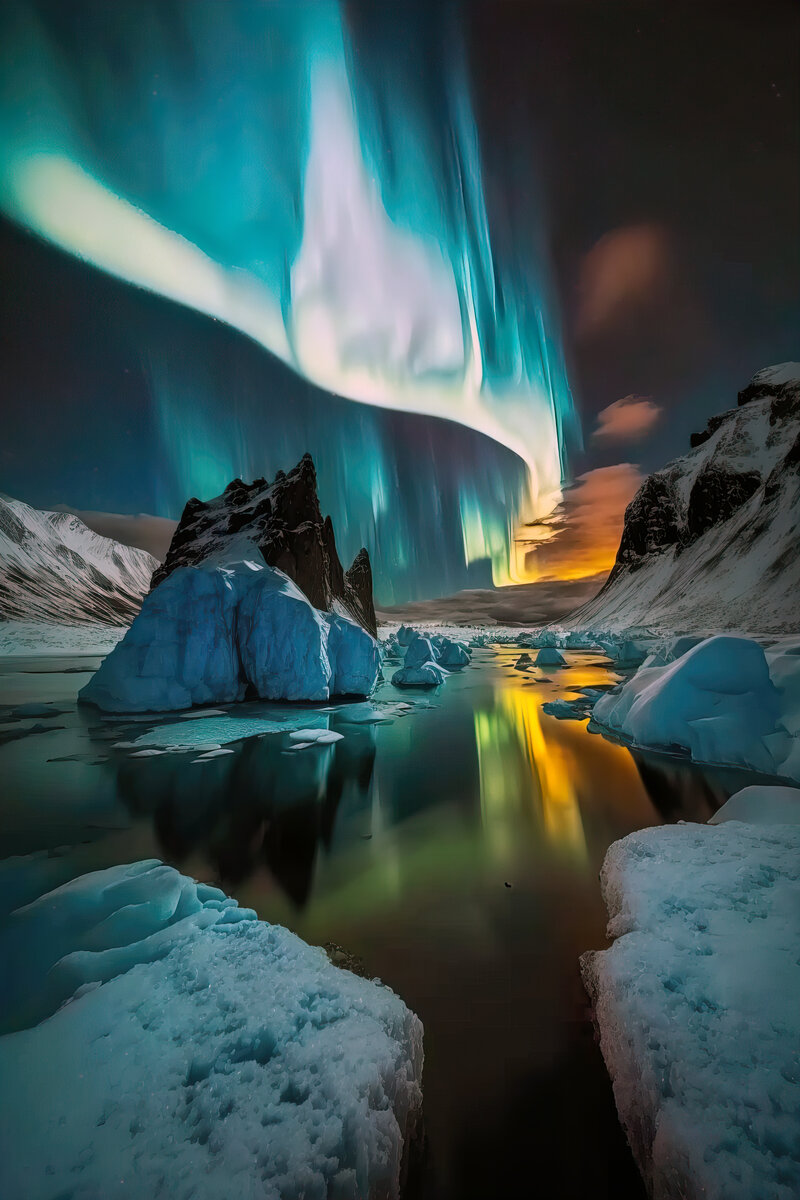 Северное сияние из национального парка Тингведлир