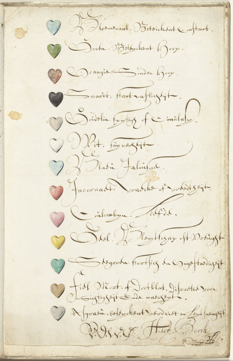 Хармен Терборх. Список цветовых символов. Ок. 1659 г. Рейксмюсеум
