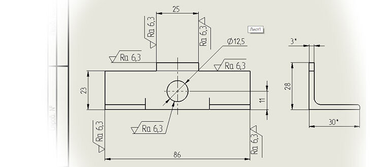 Чертежи деталей губки подвижной по ГОСТ в SolidWorks