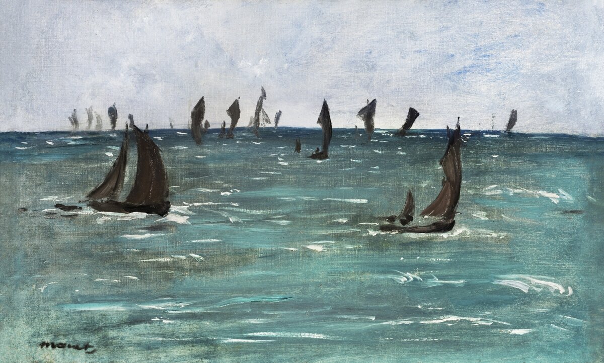 Boats at Berck-sur-Mer (1873) painting in high resolution by Édouard Manet. Original from The Cleveland Museum of Art. Digitally enhanced by rawpixel.