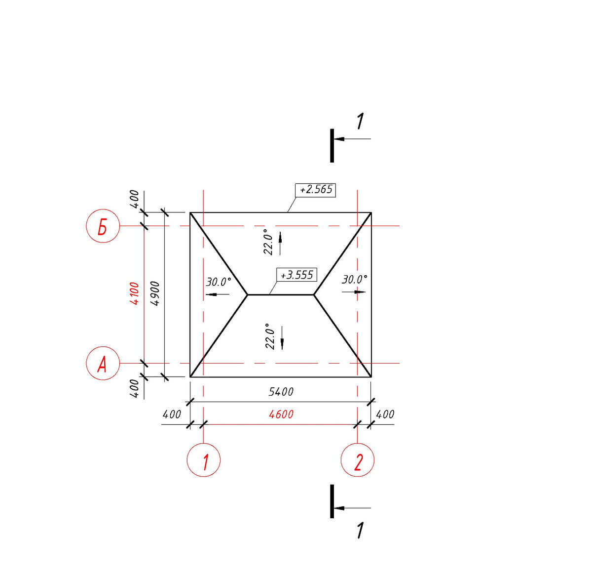 План кровли проектируемой беседки.