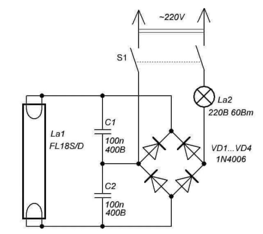 Схема люминесцентной лампы. Схема запуска люминесцентных ламп. Схема подключения лампы дневного света 220в. Схема подключения люминесцентной лампы без дросселя. Включение люминесцентной лампы без дросселя.