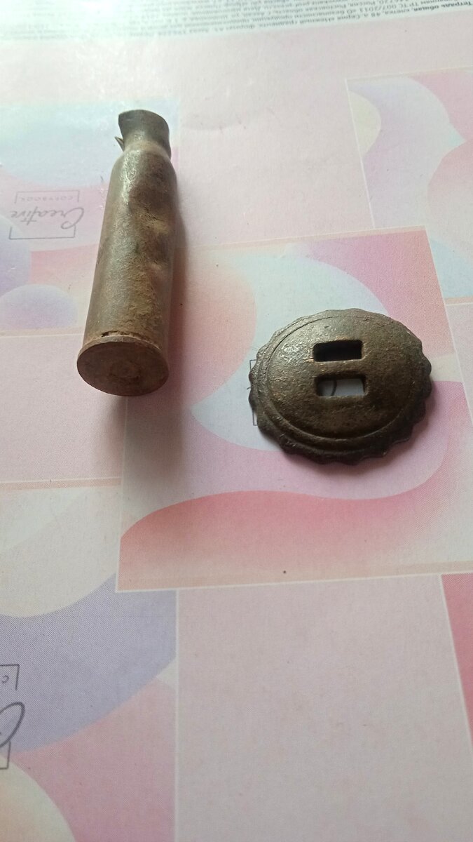 наши находки, может быть я ошибаюсь, но возможно это гильза и старая железная пуговица