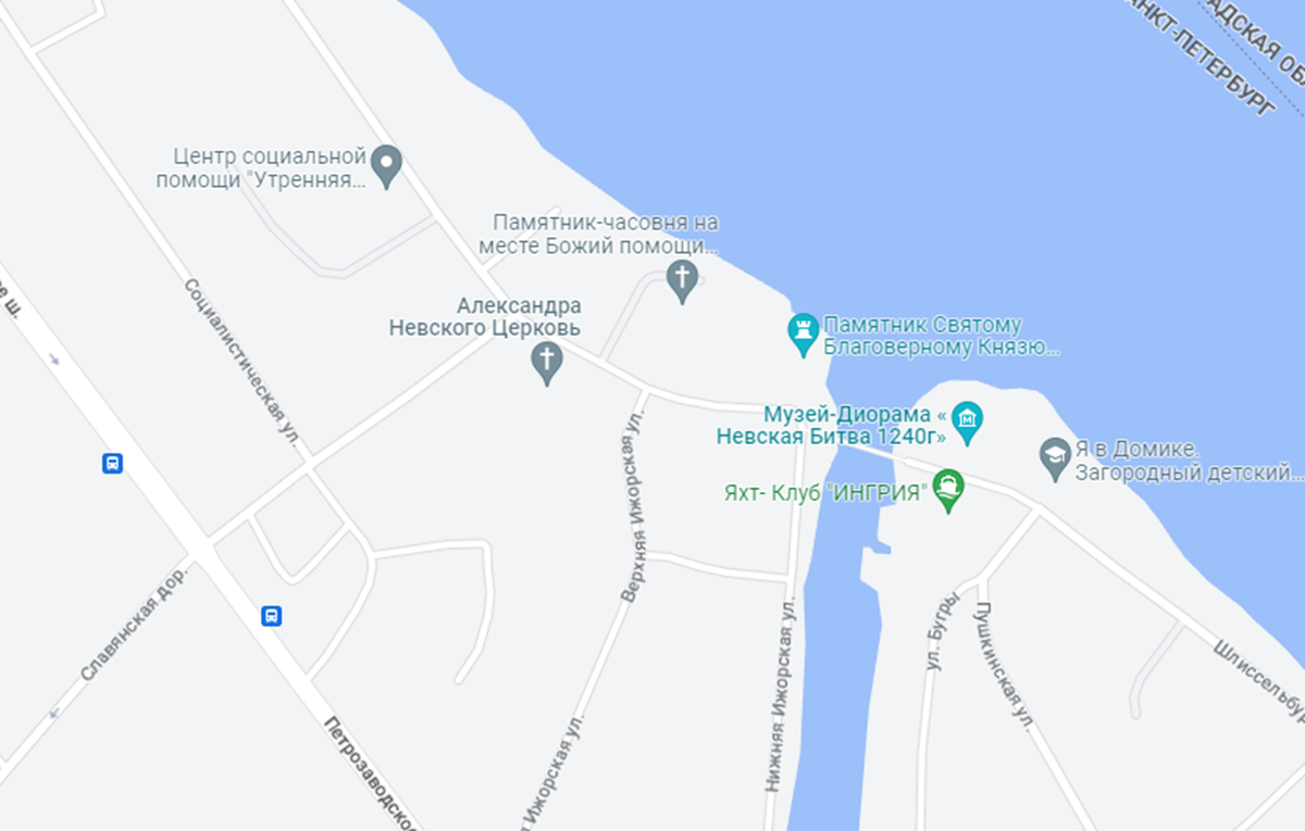 Расположение объектов в Усть-Ижоре