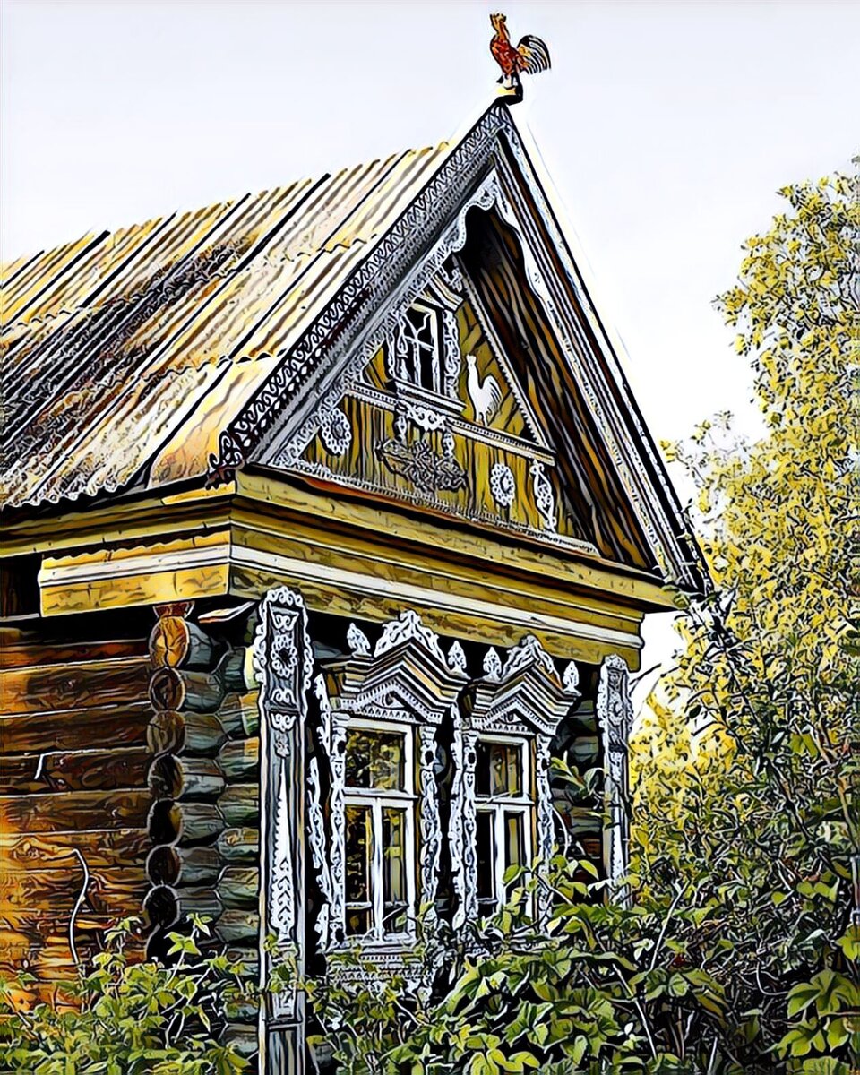 деревянная изба.