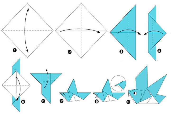 Бумажный оригами голубь: инструкции и схемы
