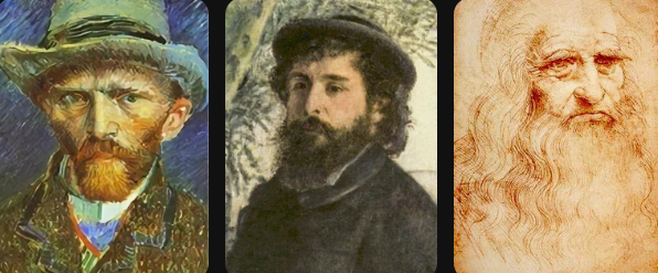 Ван Гог, Клод Моне, Леонардо да Винчи