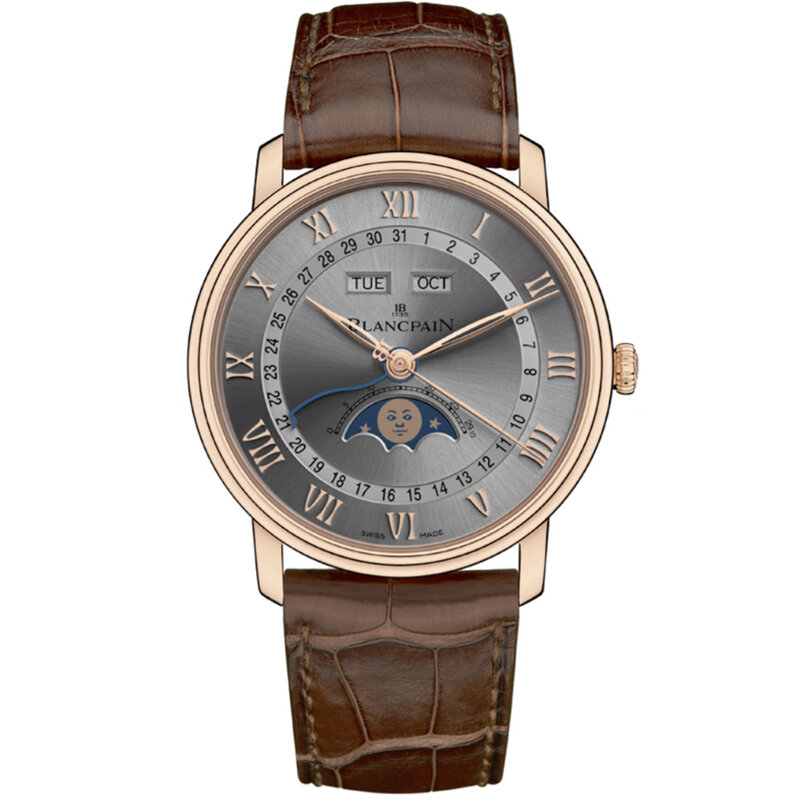 Часы Blancpain Villeret в 40 мм корпусе из розового золота с календарем лунных фаз