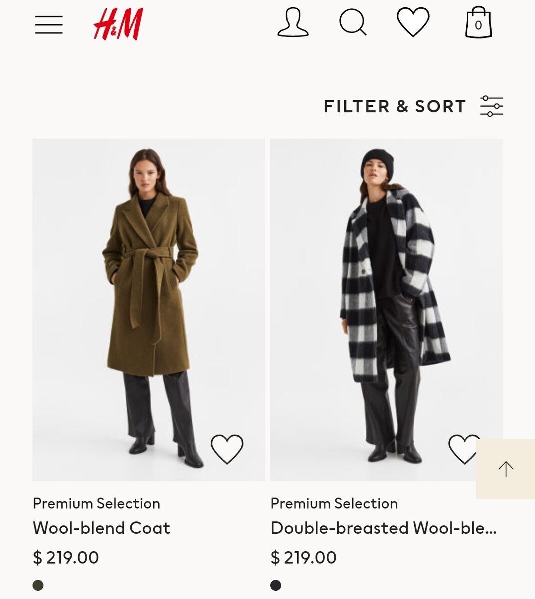 Стоимость пальто H&M из шерсти на официальном сайте бренда.