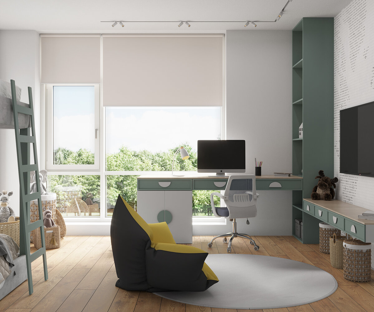 Детская комната. Вид на рабочее место.