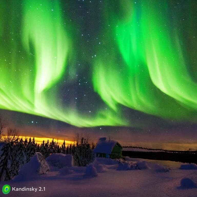 Северное сияние сгенерированное нейросетью 
