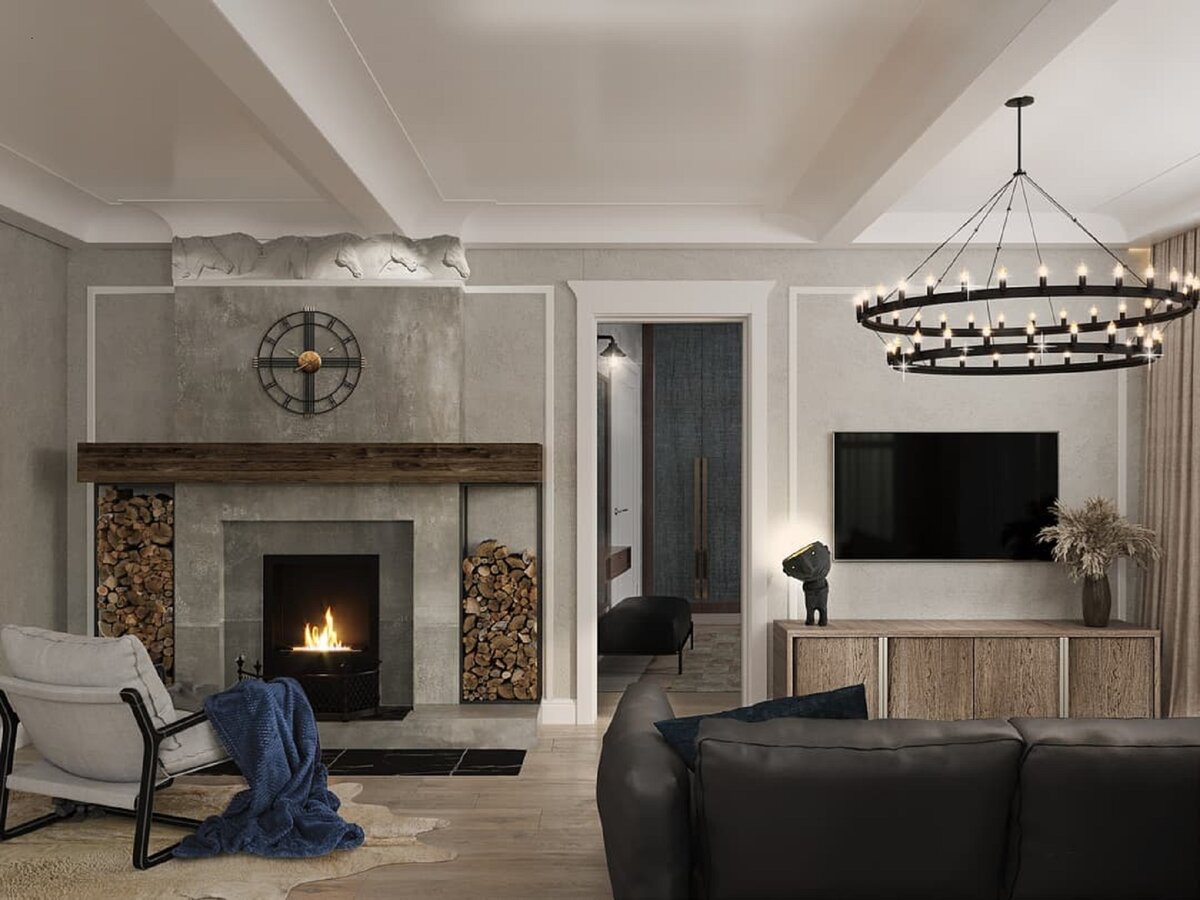 Дизайн гостиной в рамках проекта “Дом для звезды”, совместная работа дизайнера Екатерины Костюк и международной студии дизайна ACCENT