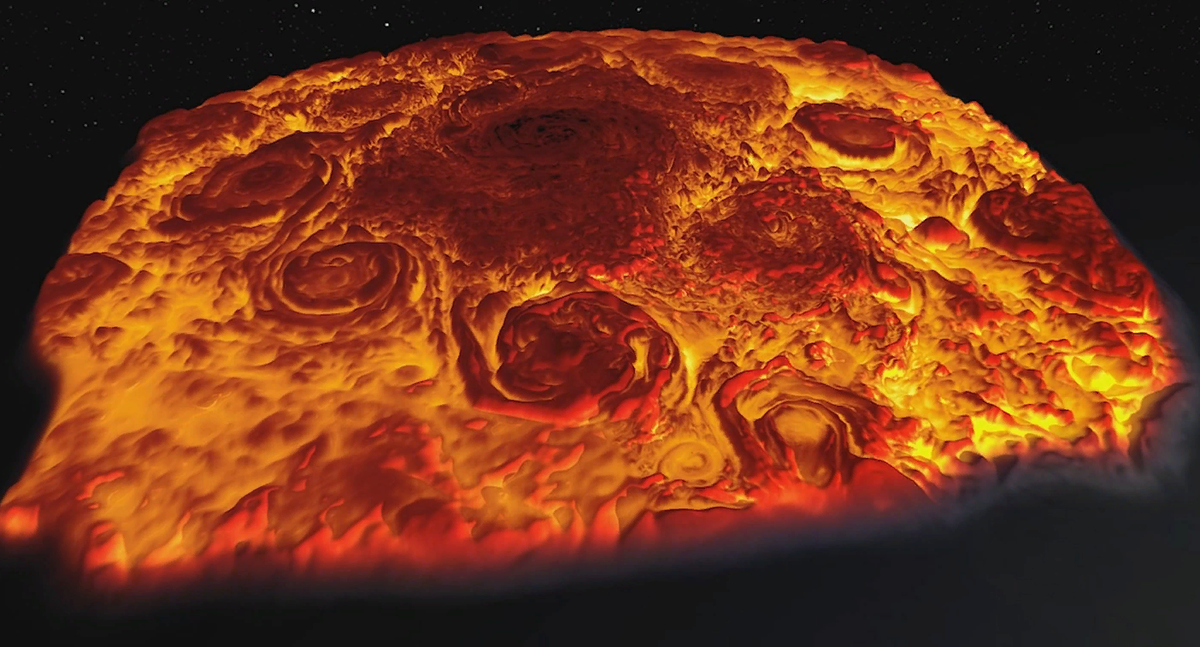 Трехмерное инфракрасное изображение Северного полюса Юпитера