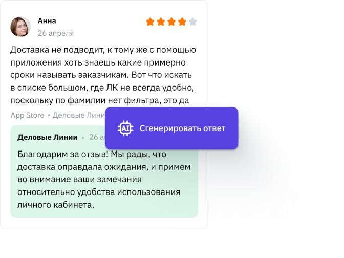 Ответ на отзыв сгенерирован с помощью ChatGPT