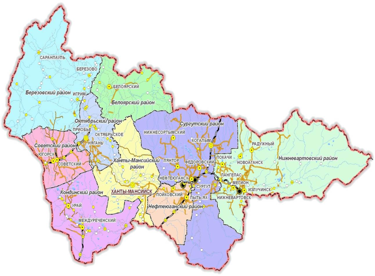 Мансийский округ. Карта ХМАО-Югры. Карта районов Ханты Мансийского автономного округа. ХМАО Югра карта округа. Карта районов ХМАО.