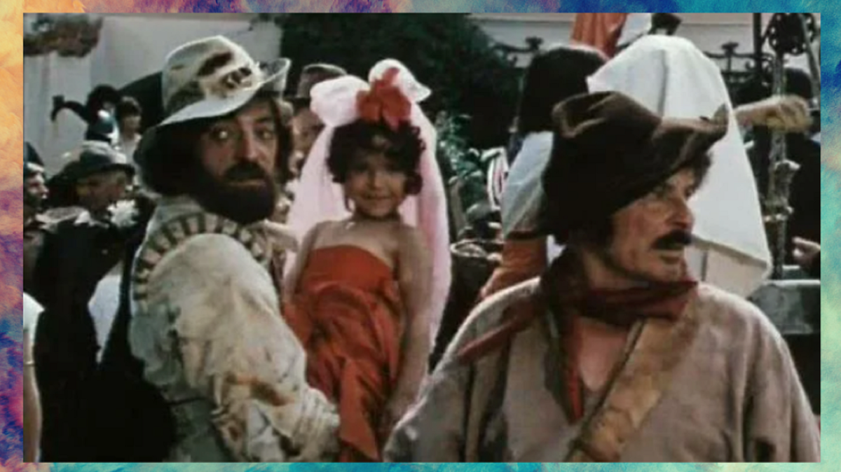 «Дон Сезар де Базан» (1989), маленькая Александра на руках у героя М. Боярского