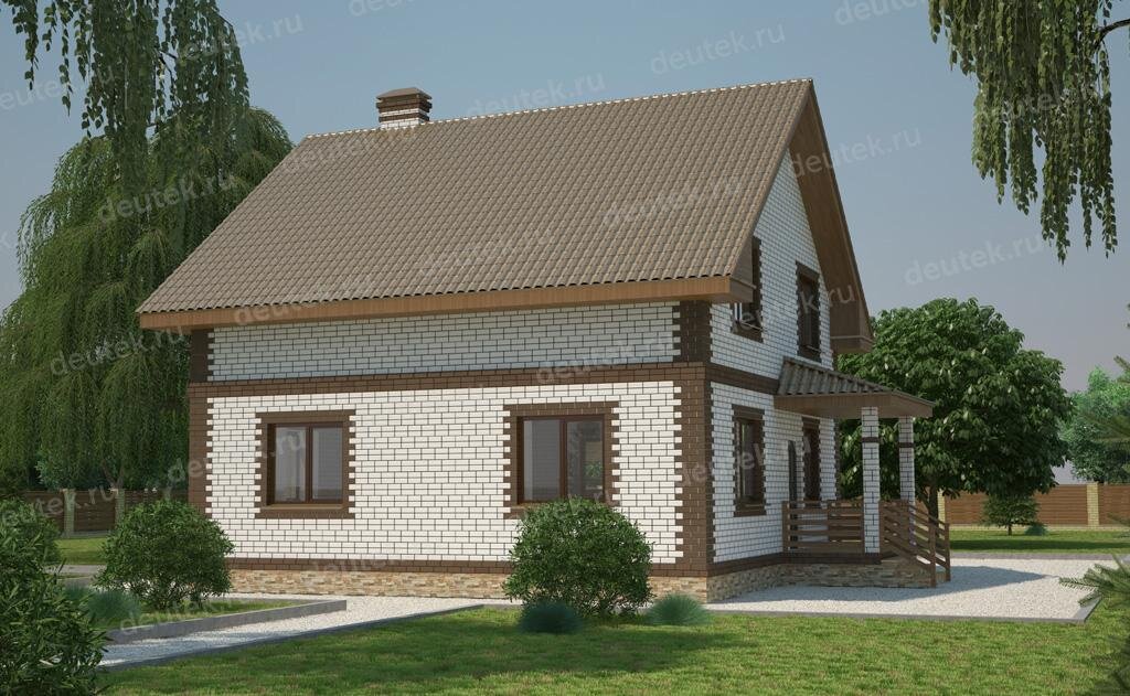 Проект дома 133 м2 из газобетона с мансардой и сауной - DT0314
