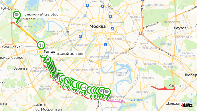 Южная рокада на карте москвы подробная схема