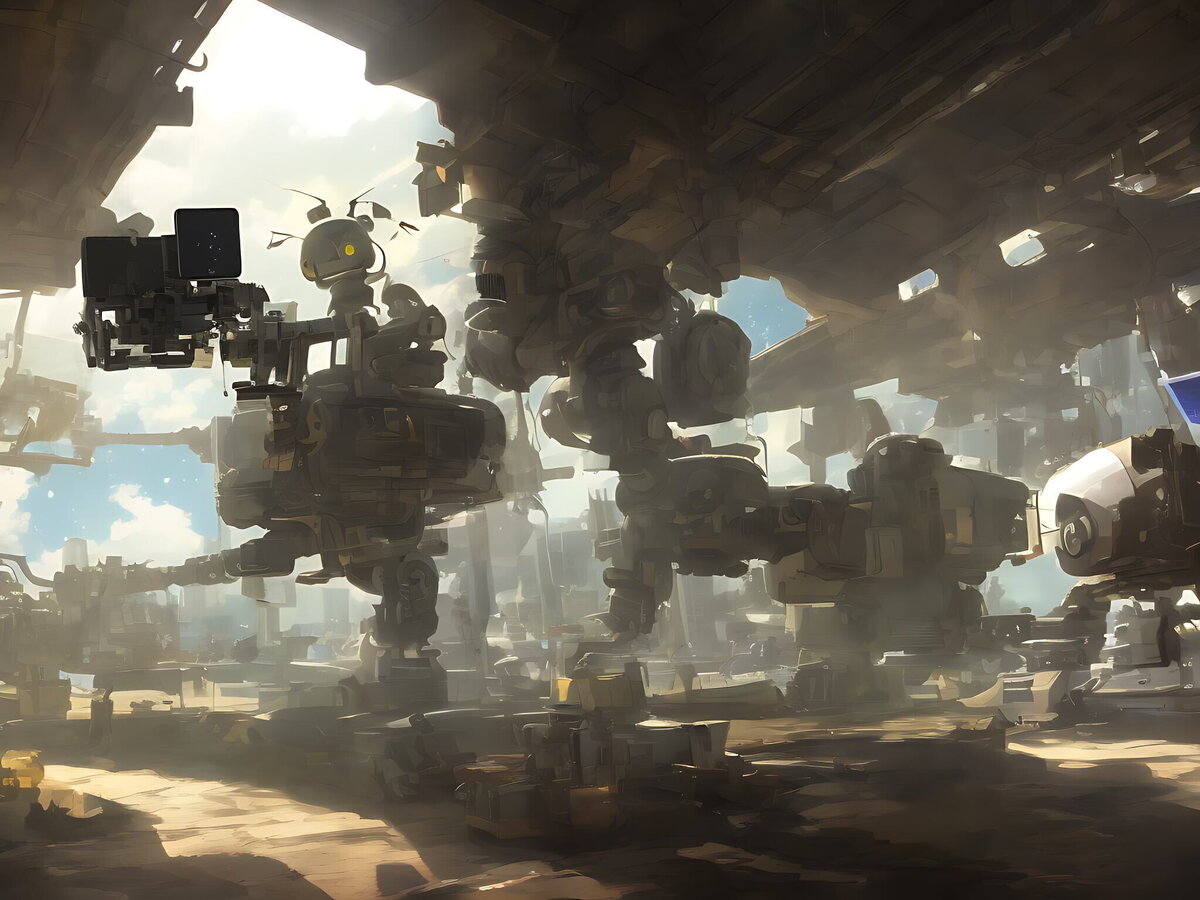 Мы попросили нейронку сделать иллюстрацию "робот снимает видео"