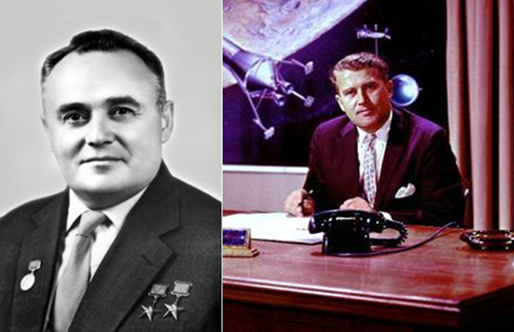 Слева С.П.Королев, справа Вернер фон Браун, фото из открытых источников