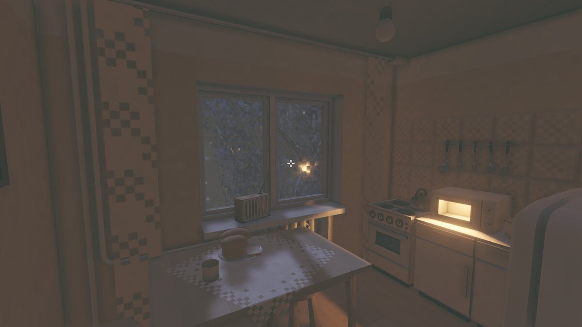 «Вас ничего не ждет, вы не можете выбраться — только сломанный радиоприемник, продукты в холодильнике, одиночество и бесконечный снег», — отмечено автором в описании, и это отлично передает суть игры.