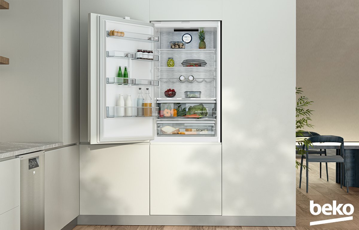 Встраиваемый холодильник Beko BCNE400I35ZS не займет много места и сохранит общую стилистику интерьера