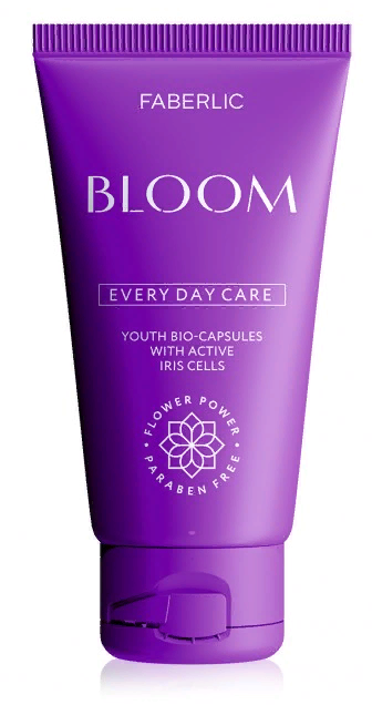 Bloom – инновационная серия антивозрастного ухода за кожей лица, созданная с использованием биокапсул с активными клетками цветов. 
Сохранить все полезные вещества и свойства растений удаётся с помощью специальных биотехнологий. Капсулы целенаправленно доставляют ценные компоненты точно в проблемные зоны и успешно решает задачи для каждого возраста.

Основу линейки 55+ составляют биокапсулы с активными клетками ириса, который по праву называют эликсиром молодости, ведь он повышает упругость и эластичность кожи, активизирует регенерацию клеток.

Крем для лица дневной 55+:

обеспечивает эффективный антивозрастной уход;
способствует сокращению морщин, оказывает омолаживающий эффект;
повышает плотность кожи;
возвращает ей естественный здоровый блеск и свежесть, заставляя кожу светиться изнутри;
не содержит парабенов;
Подходит для всех типов кожи.
Результат: сокращение морщин, повышение плотности кожи, естественный здоровый блеск кожи.
