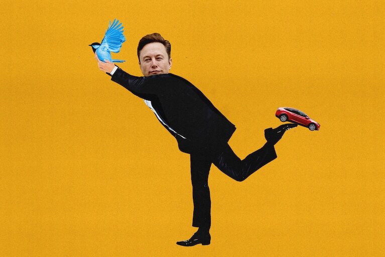 Выполнит ли Элон Маск свое обещание о 1 миллионе роботакси? (Иллюстрации Елены Лейси/The Washington Post; Jonathan Ernst/Reuters; iStock)