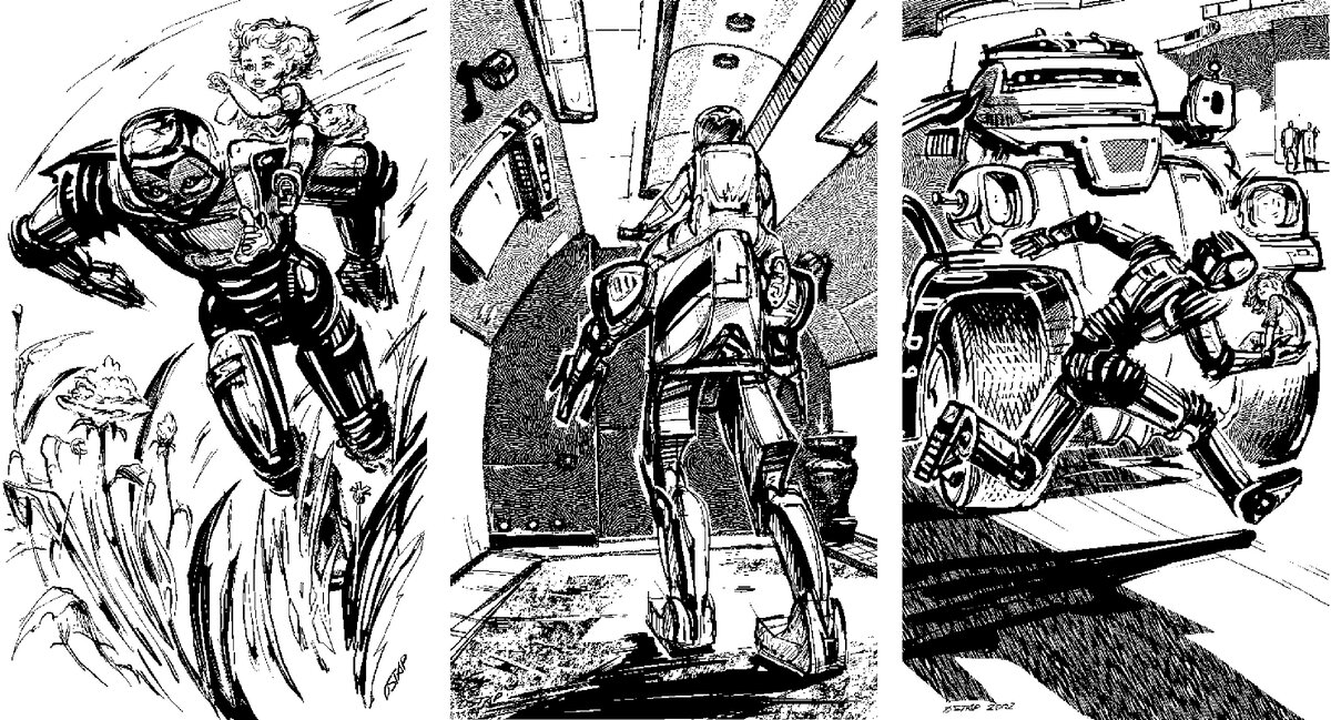 Иллюстрации художника В. Остапенко из книги А. Азимова «Я, Робот» 