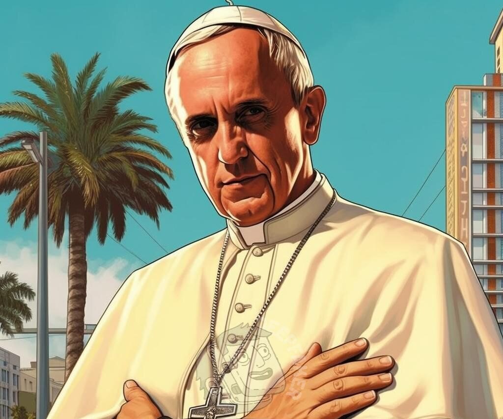     Герой GTA V, диджей и отдыхающий на пляже: нейросеть подготовила серию изображений с папой римским