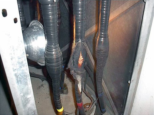 Разрушение изоляции кабельной линии