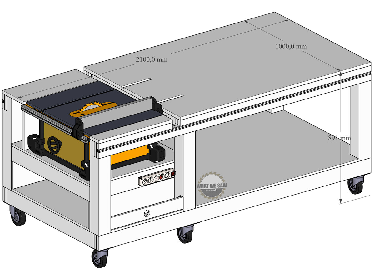 Верстак под настольную пилу DeWALT DWE7492: Эскизы, описание, SketchUp  модель | What We Saw | Деревянный DIY | Дзен