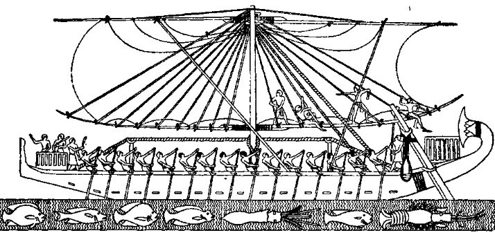 Изображение морского судна древних египтян из храма Хатшепсут