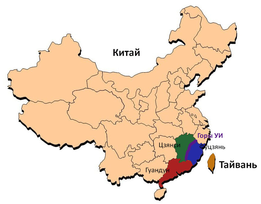 Чайная карта китайско-тайваньских улунов