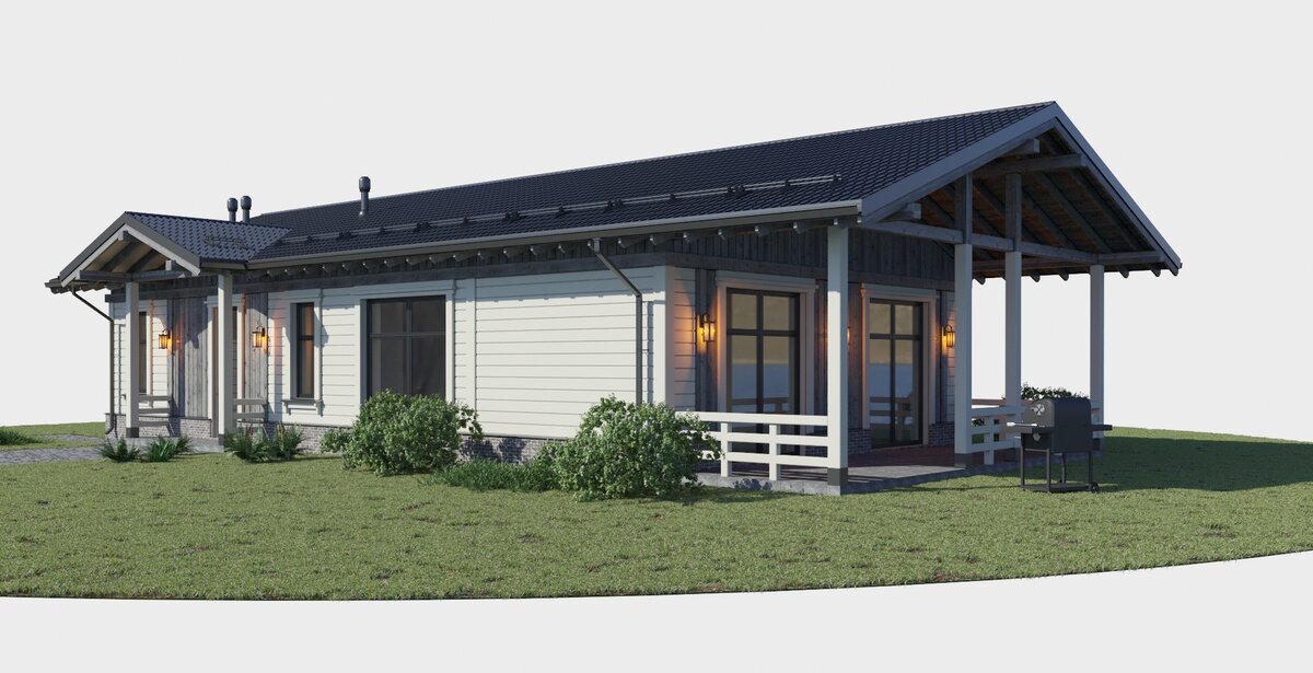 Дом есть в двух вариантах исполнения, в газобетоне и из соломенных панелей.