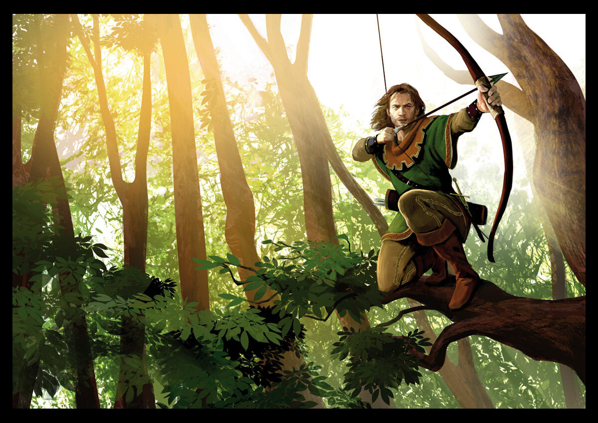 Робин Гуд, известный также как лесной разбойник, был героем из средневековых английских легенд и был изображен как мастер стрелок, защитник бедных и угнетенных. 
Согласно легенде, Робин Гуд жил в Шервудском лесу в Ноттингемшире во времена правления короля Ричарда I Львиное Сердце. Став жертвой жестоких карательных мер, Робин Гуд бросился в лес, где он создал группу бандитов, живших за счет ограбления богачей и распределявших добычу среди бедных.

Робин Гуд был знаменит своей лукавостью и меткостью в стрельбе из лука. Он также был известен своей добротой и отвагой, а также готовностью рисковать своей жизнью ради других.

В легендах о Робин Гуде участвуют различные персонажи, включая его верного спутника Литтл Джона, герца Алана-а-Дэля, брата Така и Шерифа Ноттингема, который пытается поймать Робина Гуда и его банду.

Существует множество адаптаций легенды о Робин Гуде в книгах, фильмах, телевизионных шоу и других произведениях искусства.