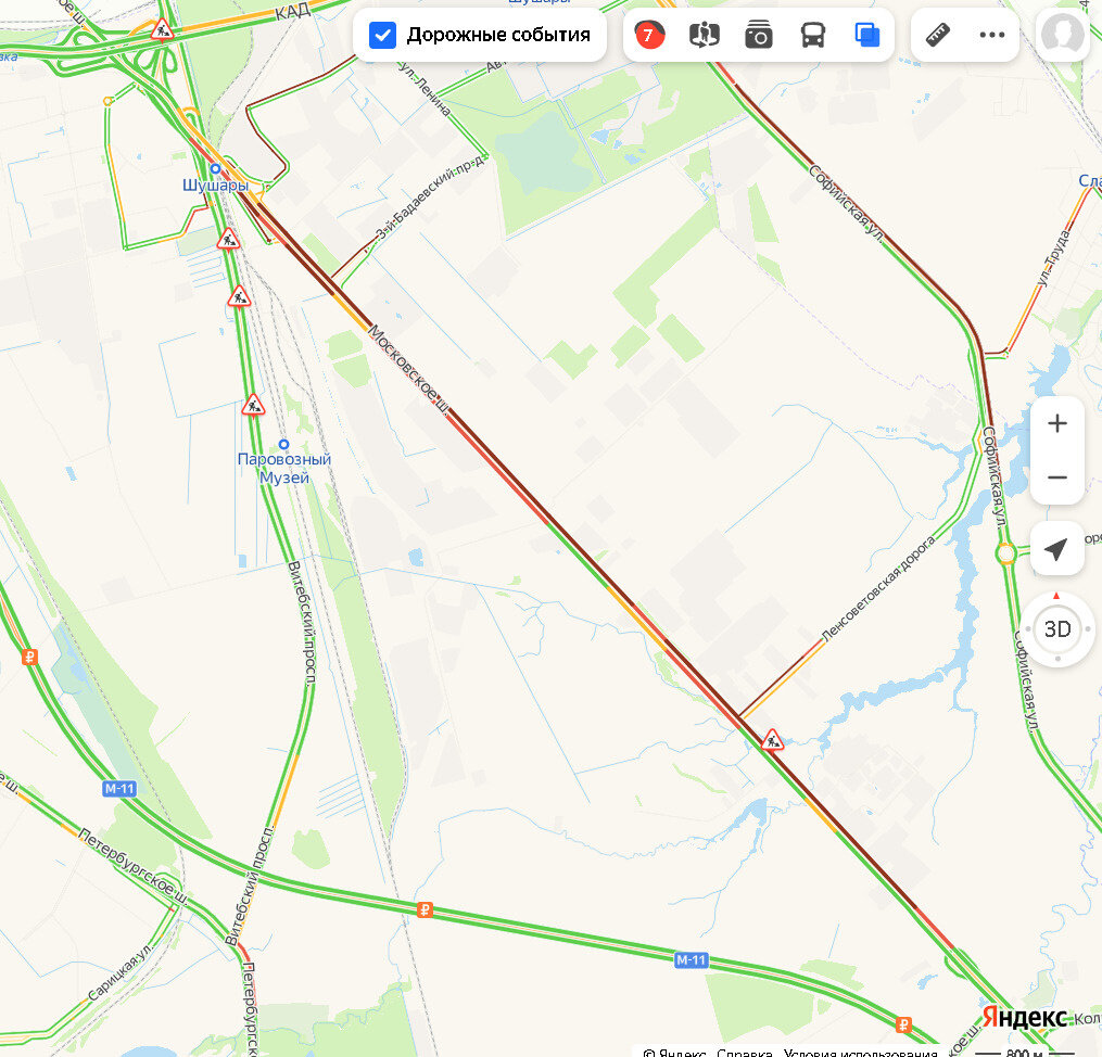 Пробки на м11 сейчас онлайн карта