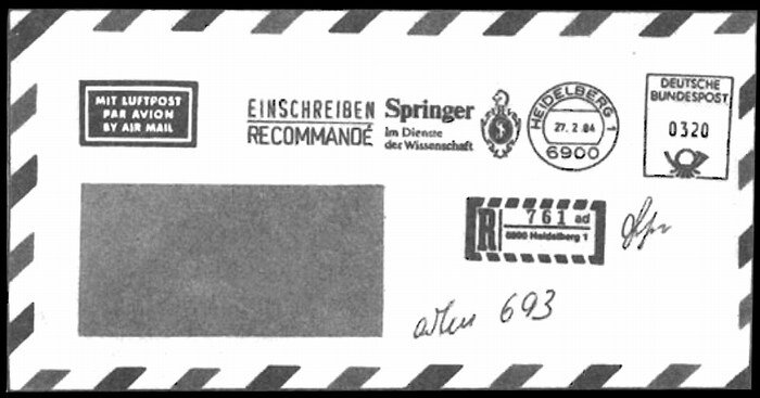 Рис. 1. Письмо с оттиском штемпеля франкировальной машины служебного пользования