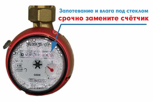 Почему запотевают счетчики воды. Неисправный прибор учёта. Запотевание счетчика воды. Знак поверки счетчика воды ДГМ. Нарушение целостности прибора учета.