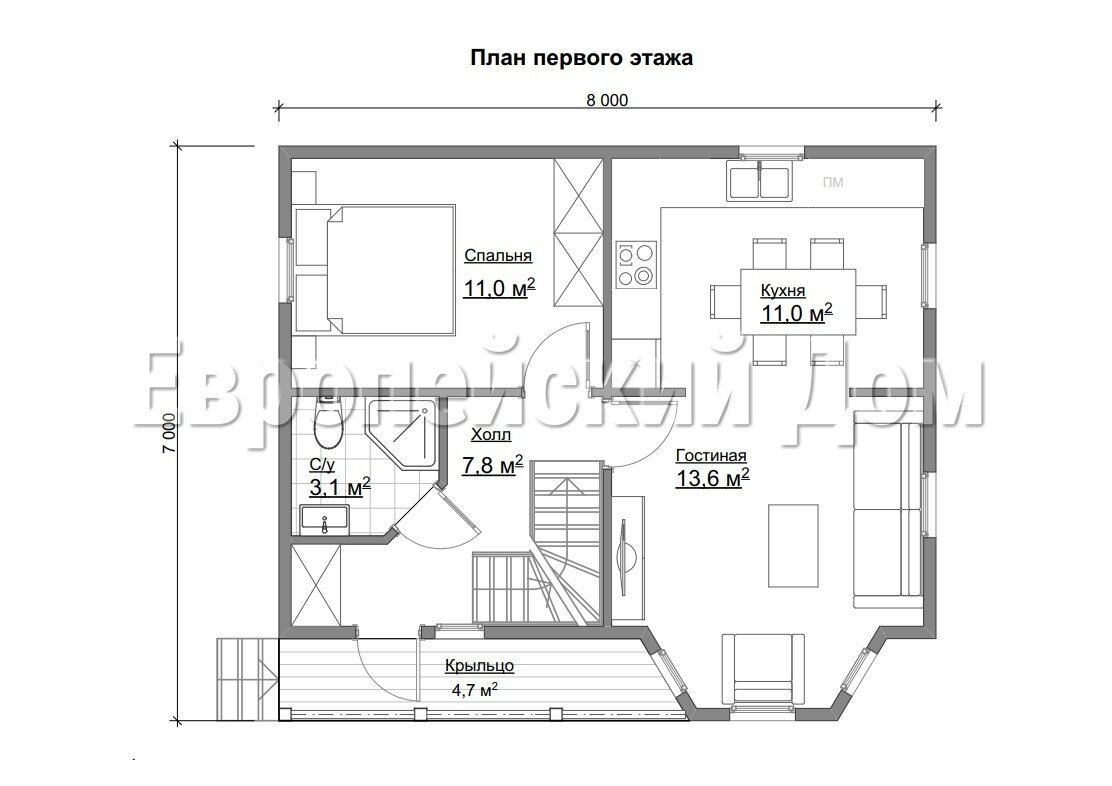 Планировка первого этажа. Источник фото: dom-bt.com