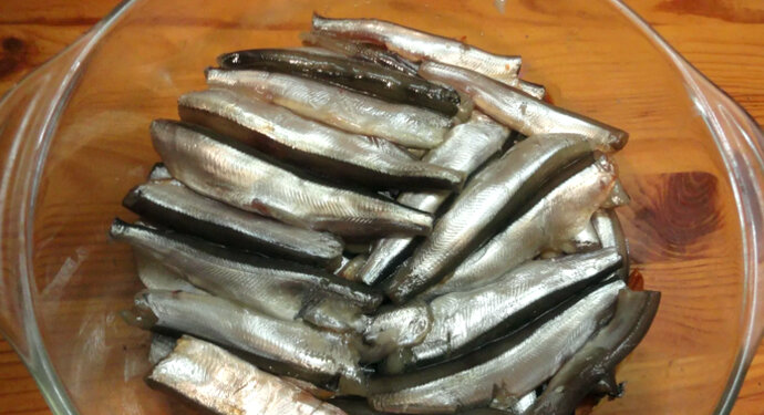 Небольшие рыбешки из семейства морских лососевых невзрачны на вид, но обладают очень вкусным нежным мясом с умеренным запахом. Продукт часто подвергают засолке либо обжарке.-2