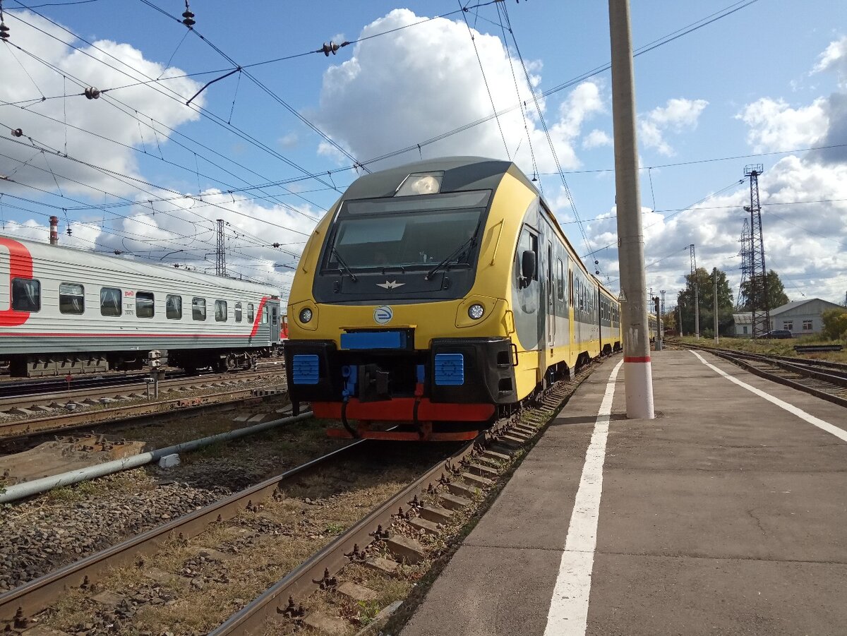 ДП-М на ст. Голутвин у низкой платформы. 