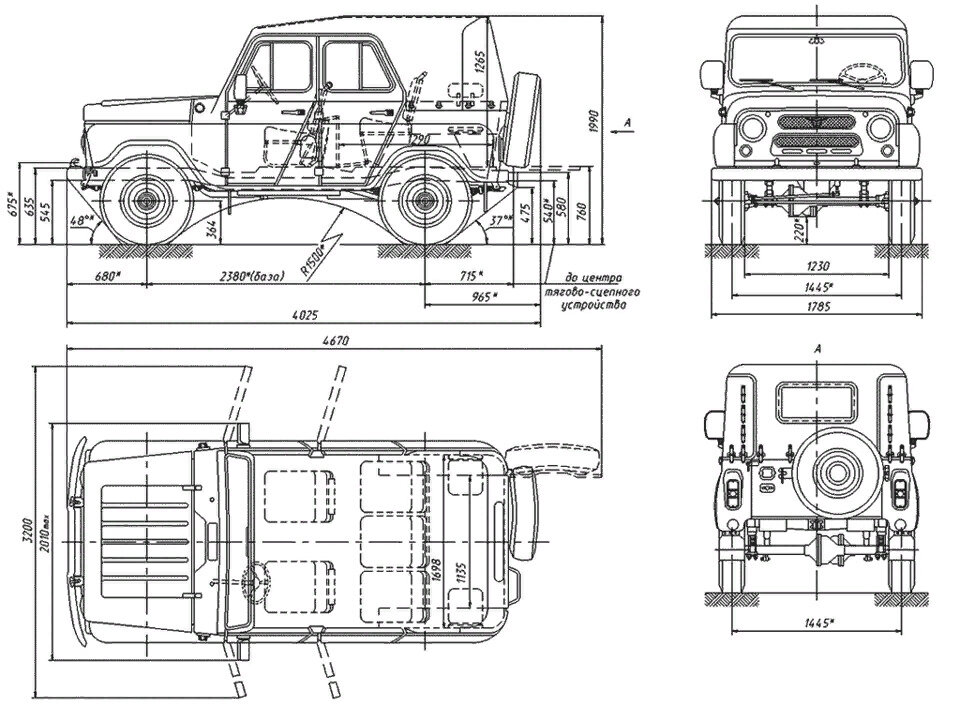 Размеры кузова УАЗ 469