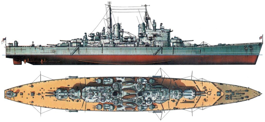 Внешний вид линкора "Вэнгард" в 1946 г.